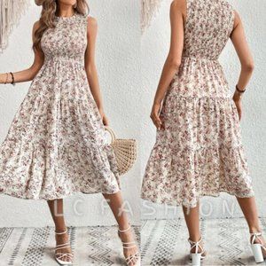 Floral Maxi Dress in Cream by